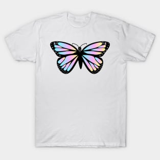 Iridescent Pink, Blue and Yellow Monarch Butterfly T-Shirt